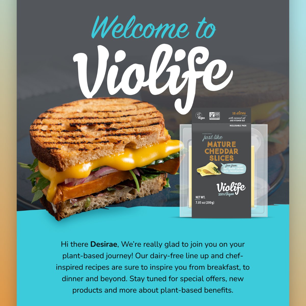 Violife welcome email design